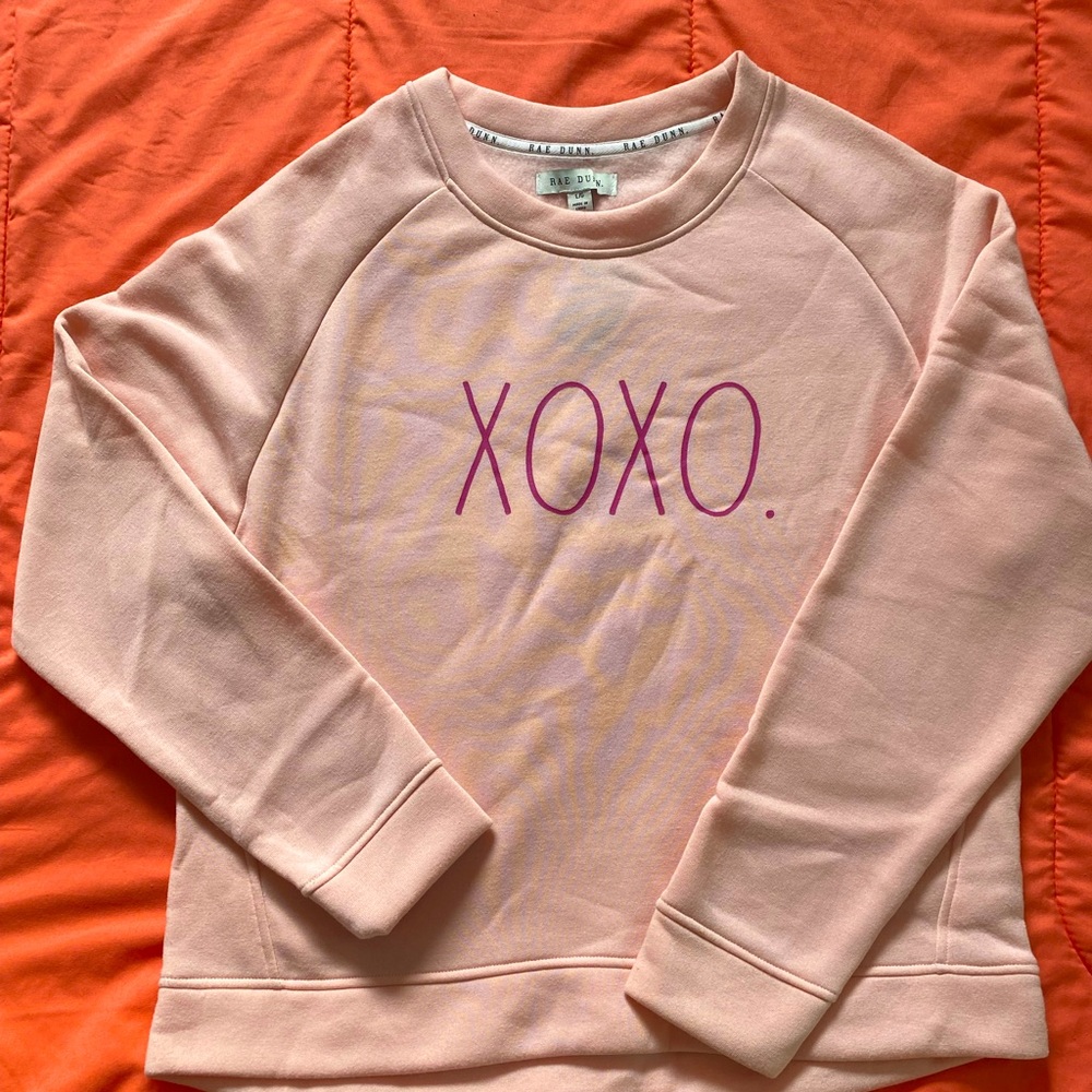 Authentic NEW Rae Dunn “XOXO” pink crew sweatshirt